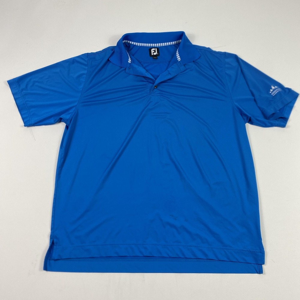 FootJoy Polo Shirt Mens Large Blue Derryfield Country Club Golf Performance Tech
